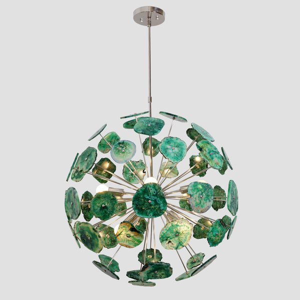 Handcrafted Green Agate Stone Ceiling Light Sputnik Chandelier