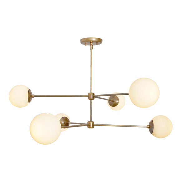 Oxford Patina Brass 3 Arm Milky Glass Globe Chandelier