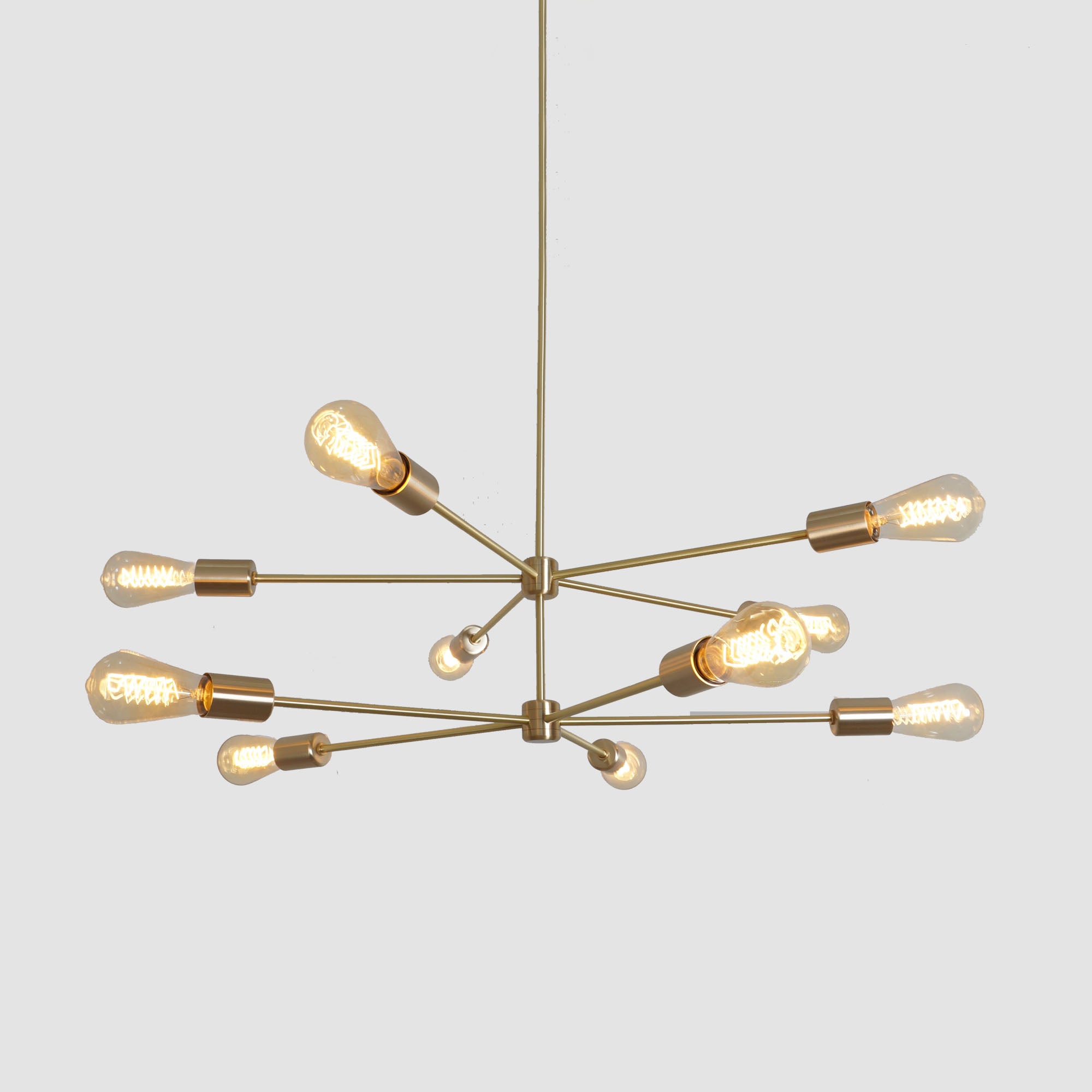 10 LIGHT MODERN BRASS SPUTNIK CHANDELIER - Doozie Light Studio