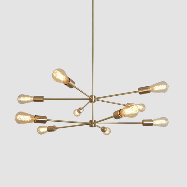 10 LIGHT MODERN BRASS SPUTNIK CHANDELIER