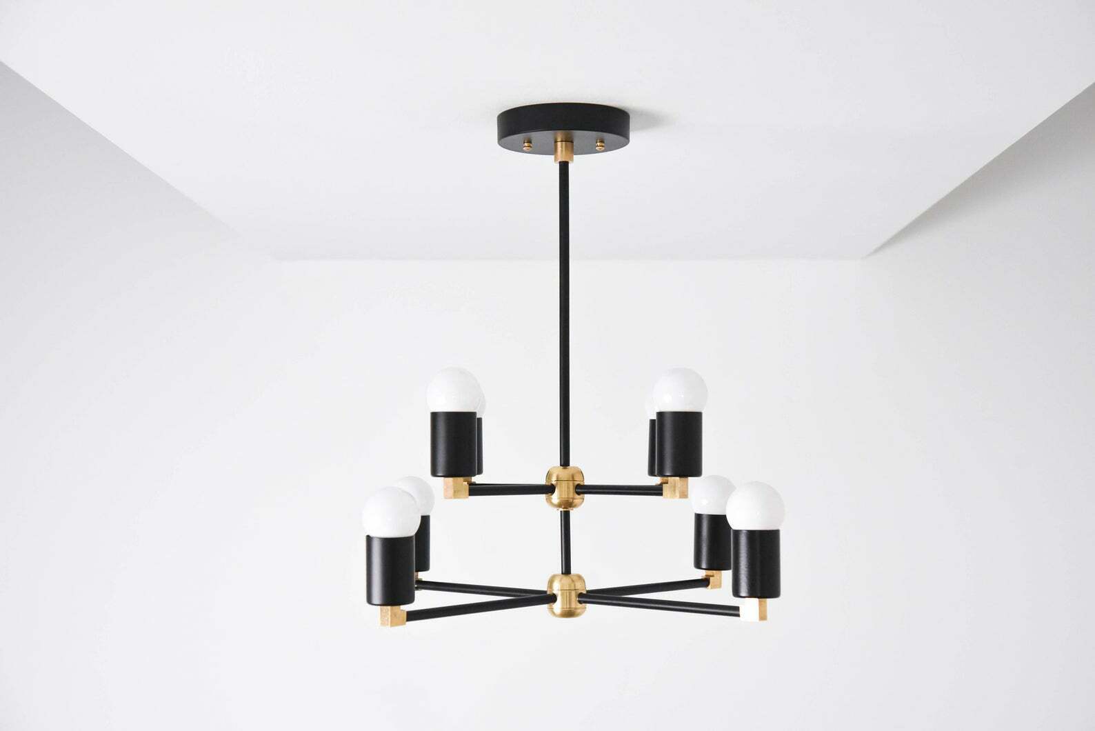 8 Light Sputnik Brass Chandelier Handmade Industrial Light Fixture - Doozie Light Studio