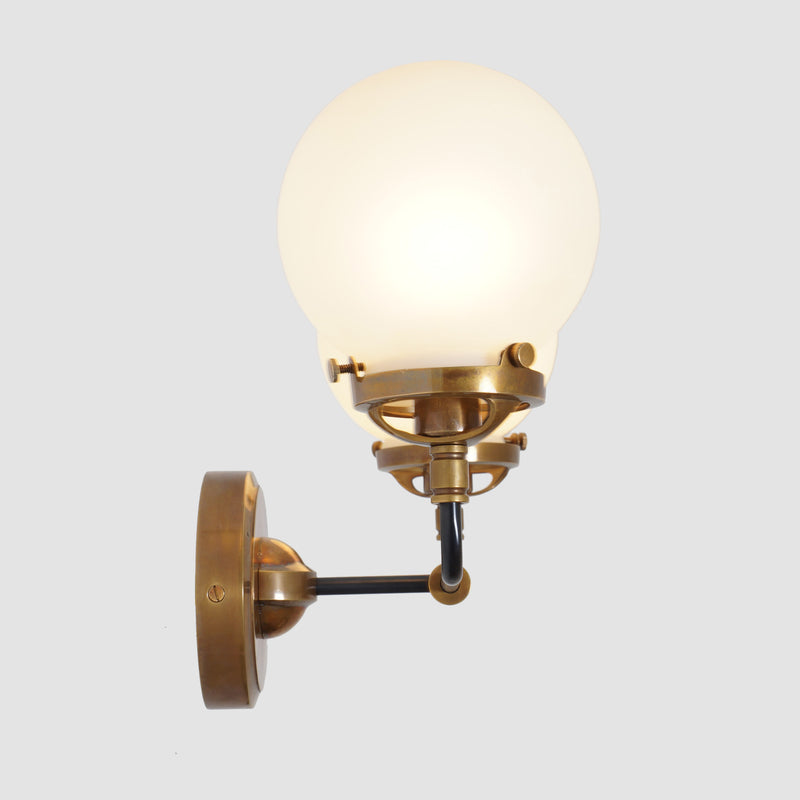 Mid Century Style Modern Brass Double Globe Wall Sconce