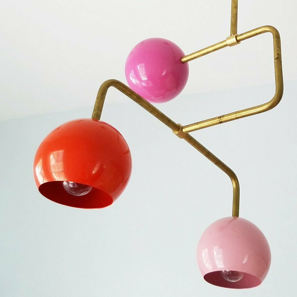 Modern Sputnik Chandelier Brass Eyeball Shade Mid Century Ceiling Fixture Light - Doozie Light Studio