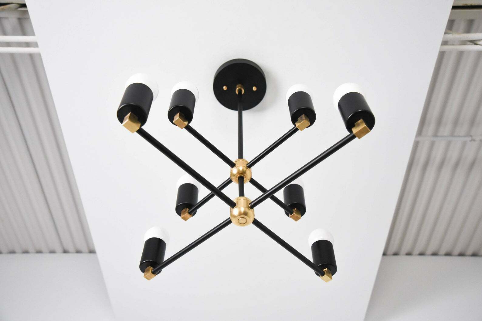 8 Light Sputnik Brass Chandelier Handmade Industrial Light Fixture - Doozie Light Studio
