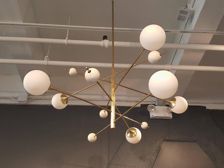 Huge Sculptural "Orbital" Brass Chandelier Light Fixture - Doozie Light Studio