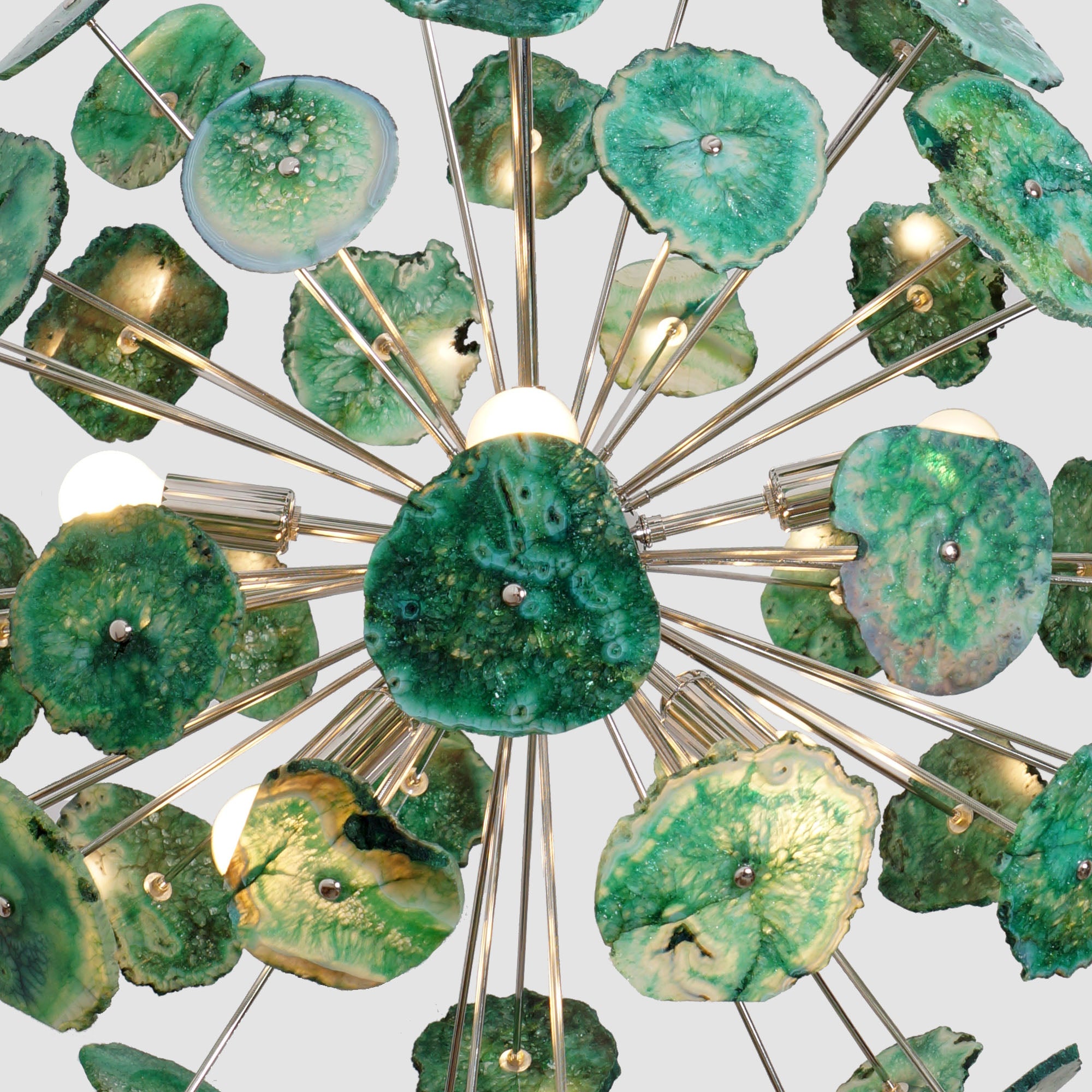 Handcrafted Green Agate Stone Ceiling Light Sputnik Chandelier - Doozie Light Studio
