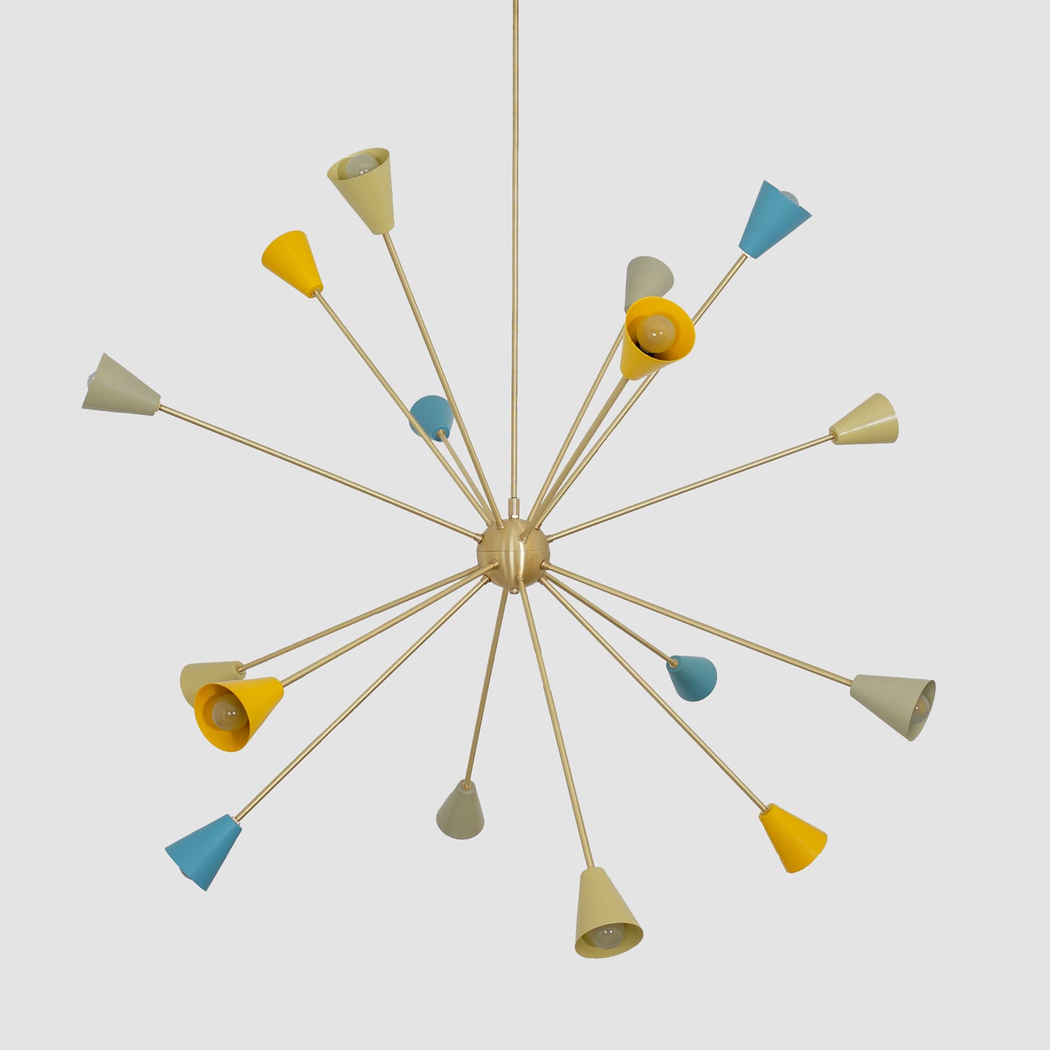 Stilnovo Style Modern Brass Colourful Sputnik Chandelier - Doozie Light Studio