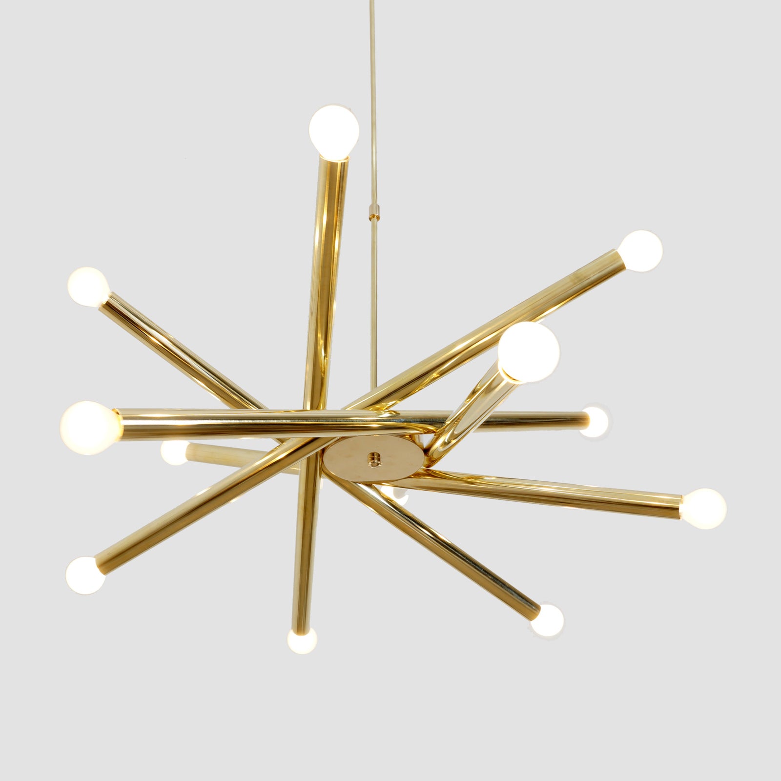 SPIRAL MODERN BRASS 12 LIGHT CHANDELIER FIXTURE - POLISHED BRASS - Doozie Light Studio