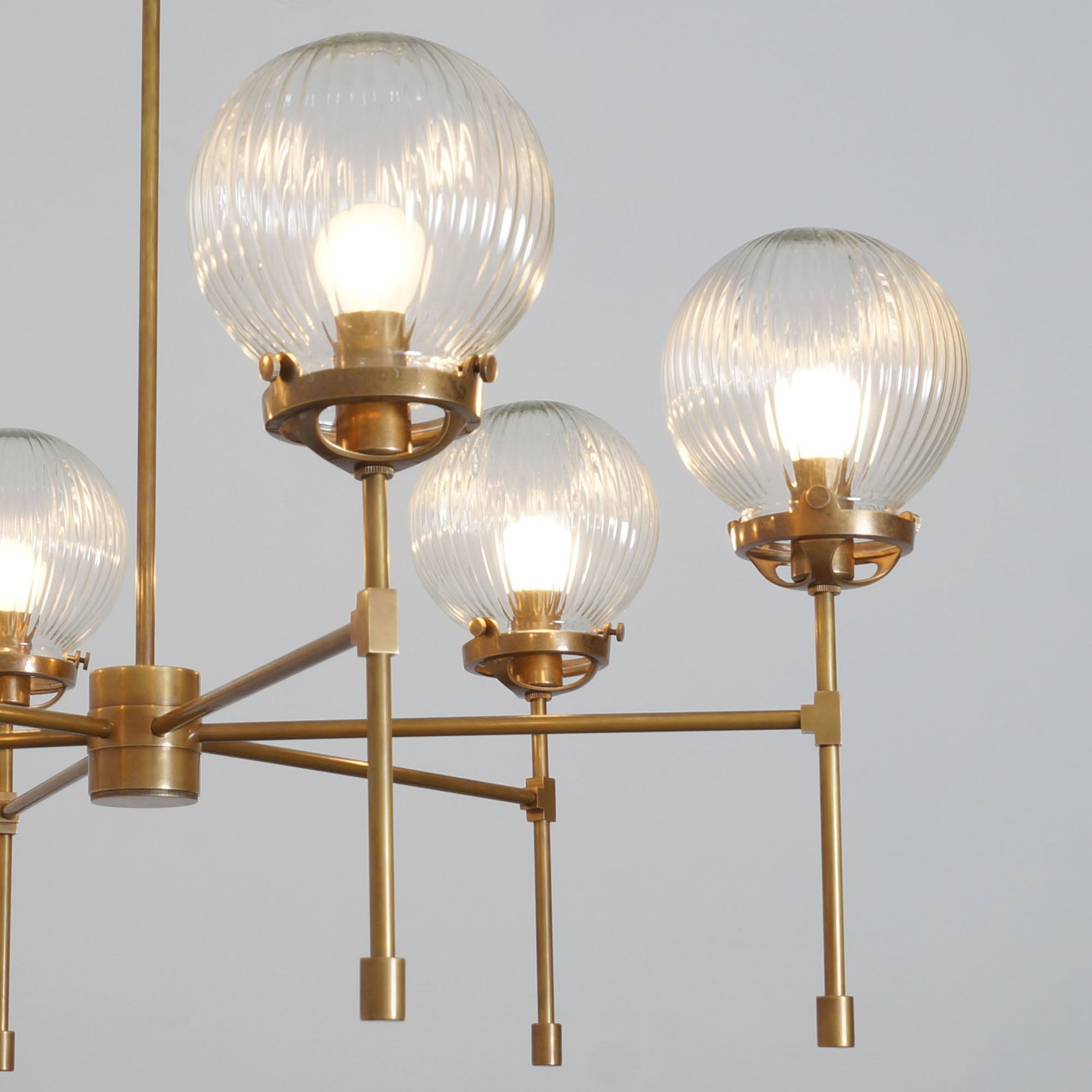 Heritage Brass 6 Ribbed Globes Osborne Chandelier Light Fixture - Doozie Light Studio