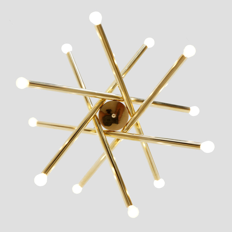 SPIRAL MODERN BRASS 12 LIGHT CHANDELIER FIXTURE - POLISHED BRASS