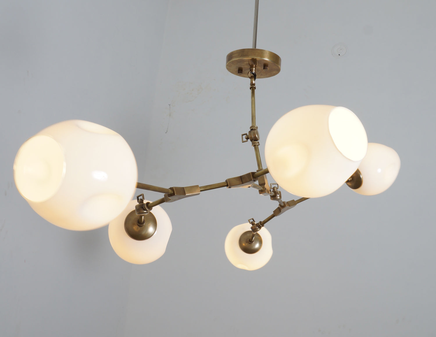 Modern Brass 6 Globe Branching Bubble Chandelier - Doozie Light Studio