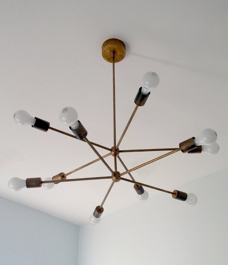 10 LIGHT MODERN BRASS SPUTNIK CHANDELIER - Doozie Light Studio