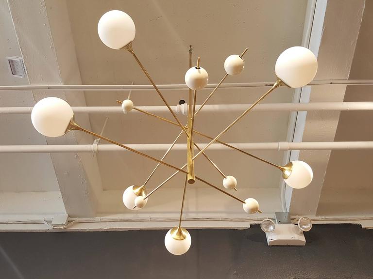 Huge Sculptural "Orbital" Brass Chandelier Light Fixture - Doozie Light Studio