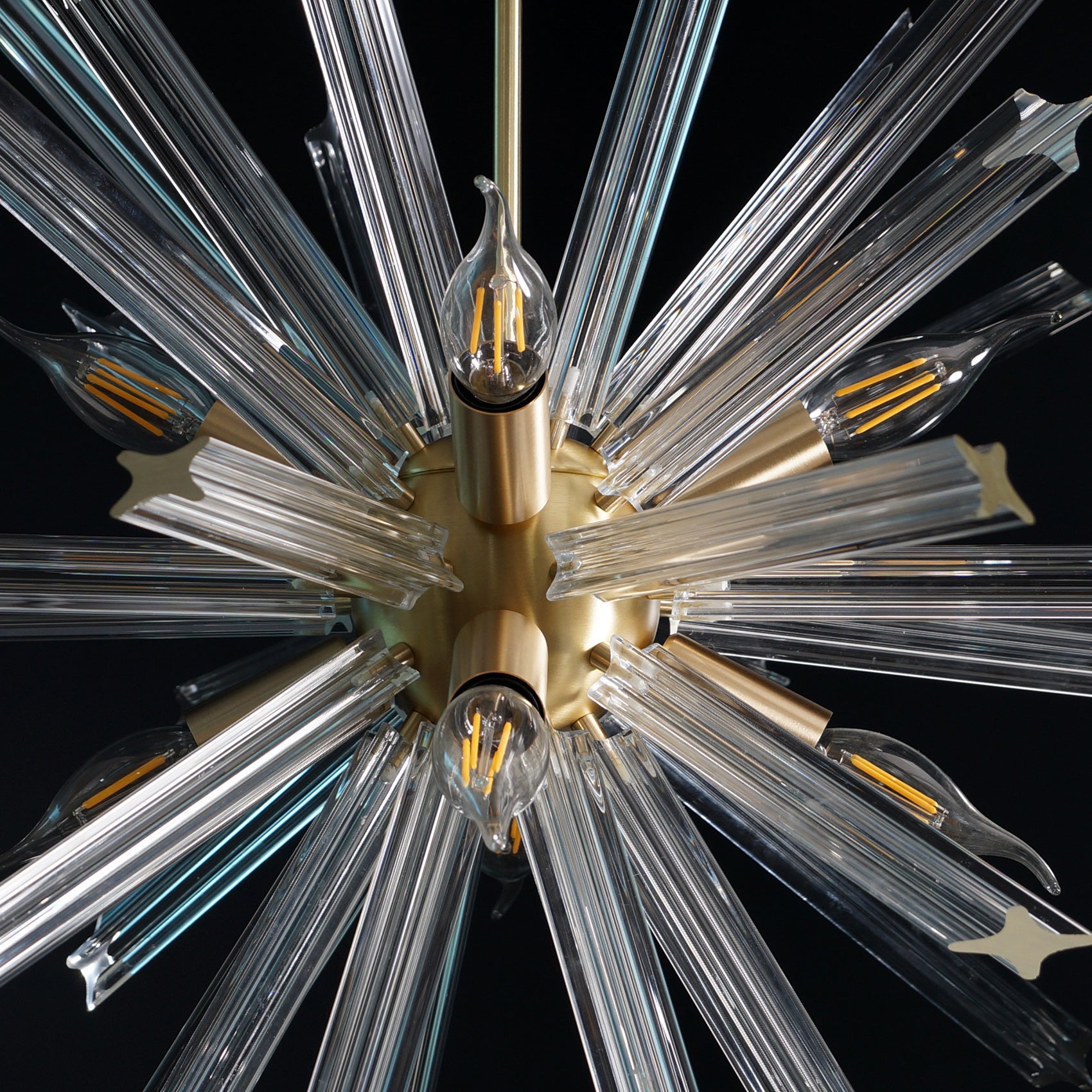 Modernist Murano Glass Triedre Brass Sputnik Chandelier - Doozie Light Studio