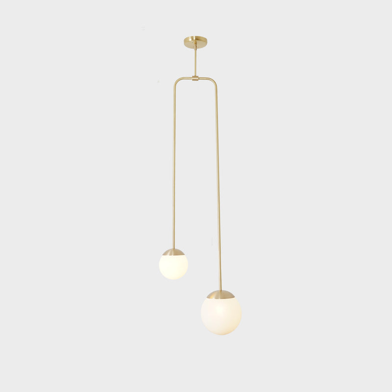 Double Globes Modern Brass Stem Pendant Chandelier Light Fixture