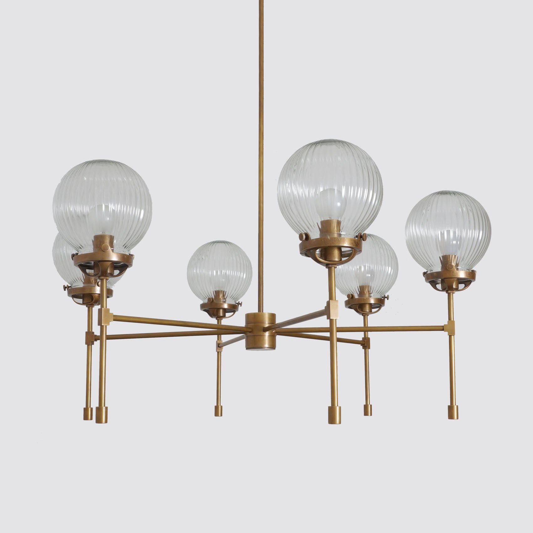 Heritage Brass 6 Ribbed Globes Osborne Chandelier Light Fixture - Doozie Light Studio
