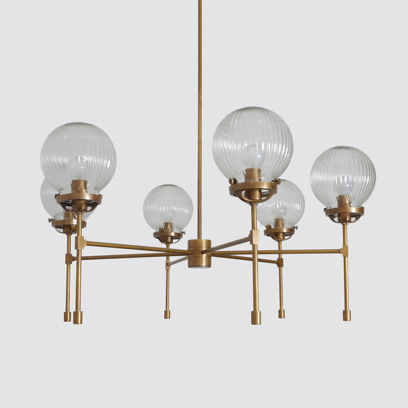 Heritage Brass 6 Ribbed Globes Osborne Chandelier Light Fixture
