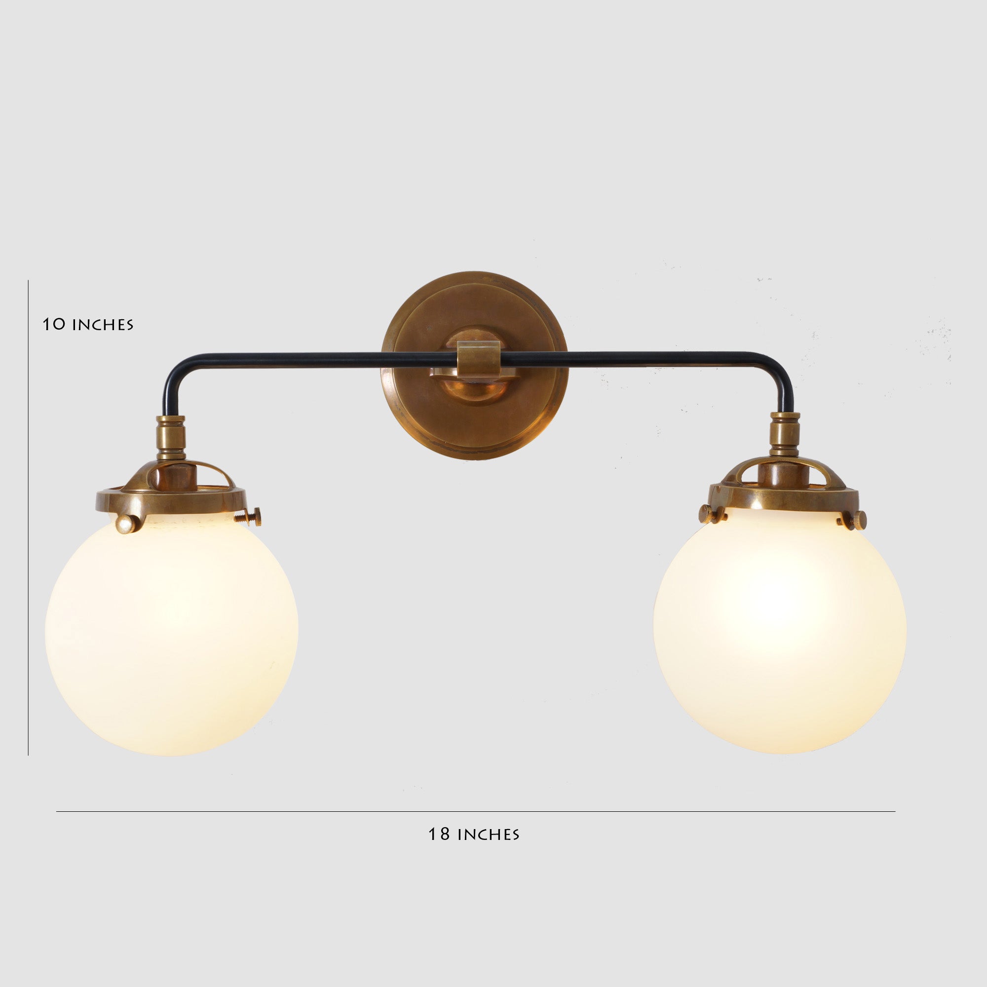 Mid Century Style Modern Brass Double Globe Wall Sconce - Doozie Light Studio