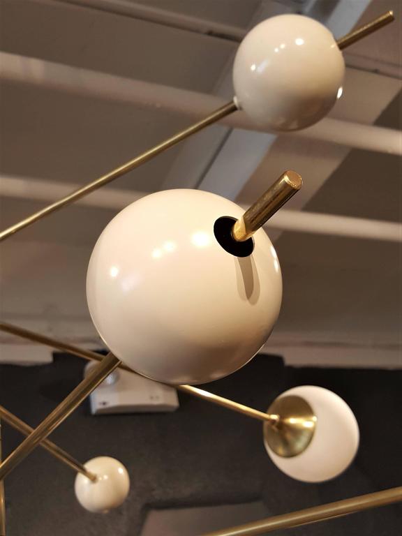 Huge Sculptural "Orbital" Brass Chandelier Light Fixture - Doozie Light Studio
