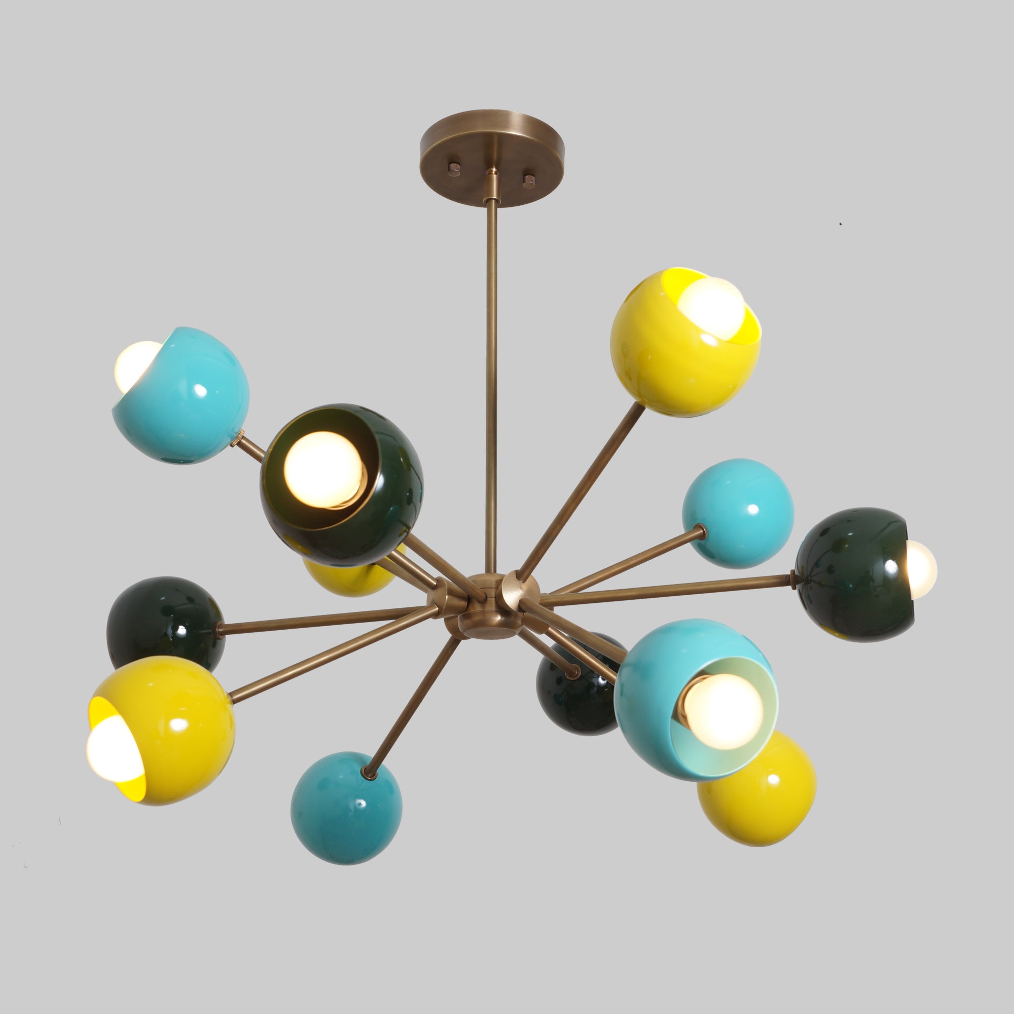 Mid Century Multicolor 12 Arm Sputnik Chandelier - Doozie Light Studio