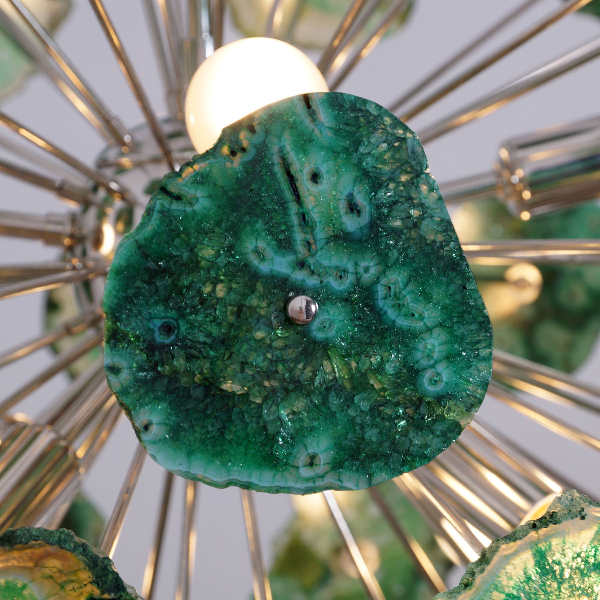 Handcrafted Green Agate Stone Ceiling Light Sputnik Chandelier - Doozie Light Studio