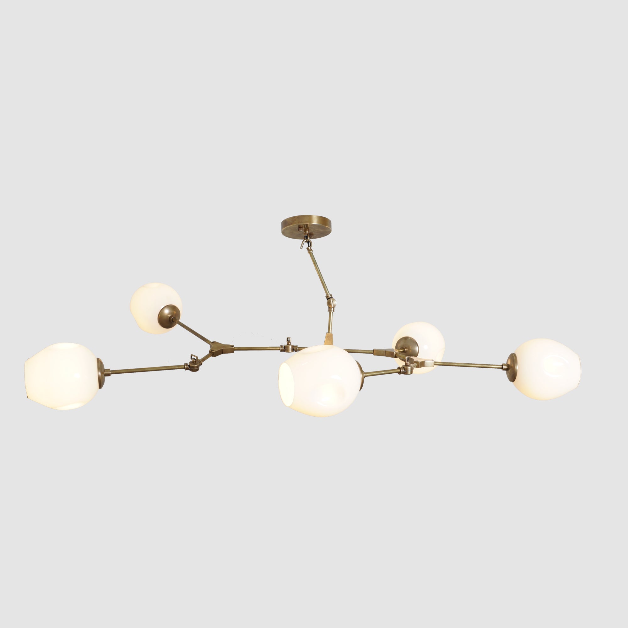 Modern Brass 6 Globe Branching Bubble Chandelier - Doozie Light Studio