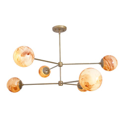 Oxford Patina Brass 3 Arm Moon Glass Globe Chandelier