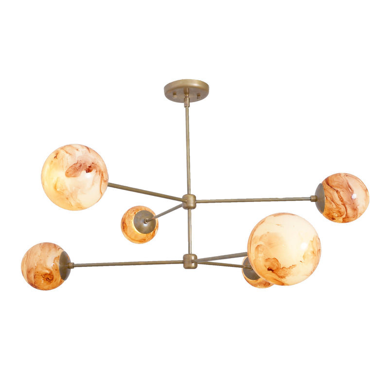 Oxford Patina Brass 3 Arm Moon Glass Globe Chandelier