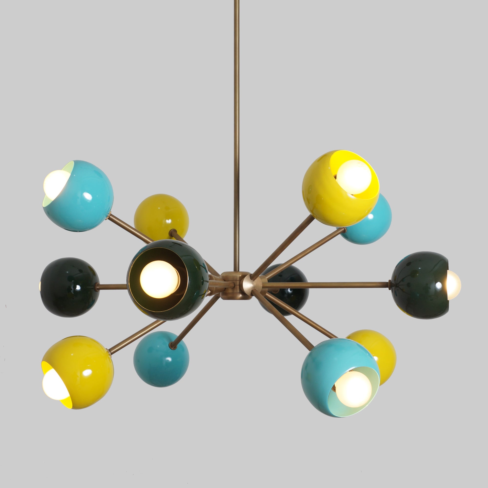 Mid Century Multicolor 12 Arm Sputnik Chandelier - Doozie Light Studio