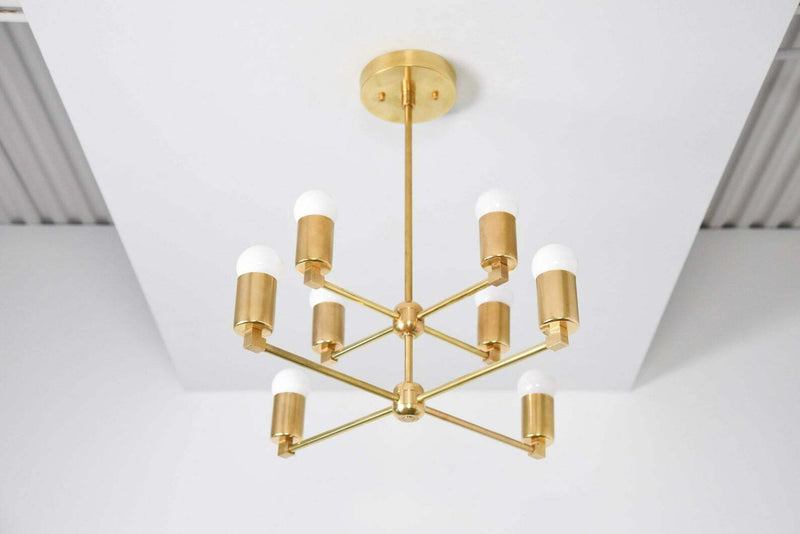 8 Light Sputnik Brass Chandelier Handmade Industrial Light Fixture