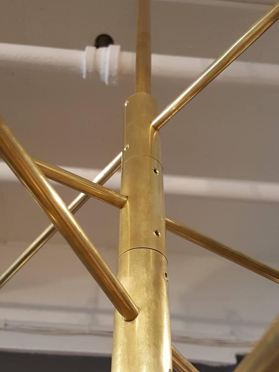 Huge Sculptural "Orbital" Brass Chandelier Light Fixture - Doozie Light Studio