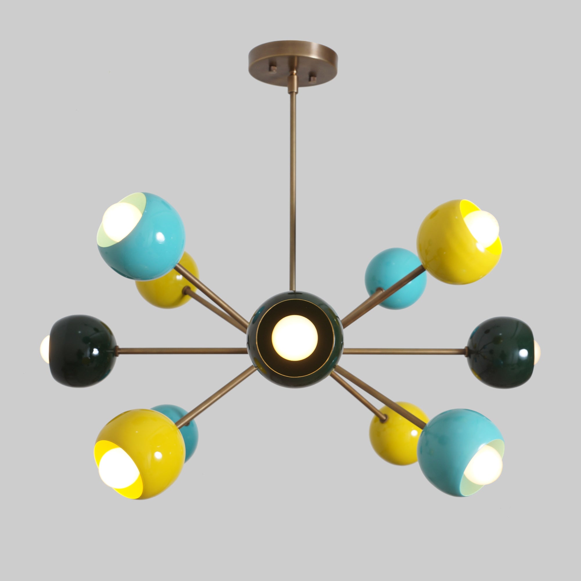 Mid Century Multicolor 12 Arm Sputnik Chandelier - Doozie Light Studio