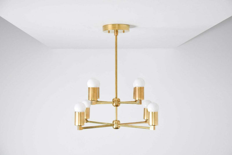 8 Light Sputnik Brass Chandelier Handmade Industrial Light Fixture