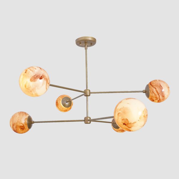 Oxford Patina Brass 3 Arm Moon Glass Globe Chandelier
