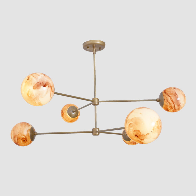 Oxford Patina Brass 3 Arm Moon Glass Globe Chandelier