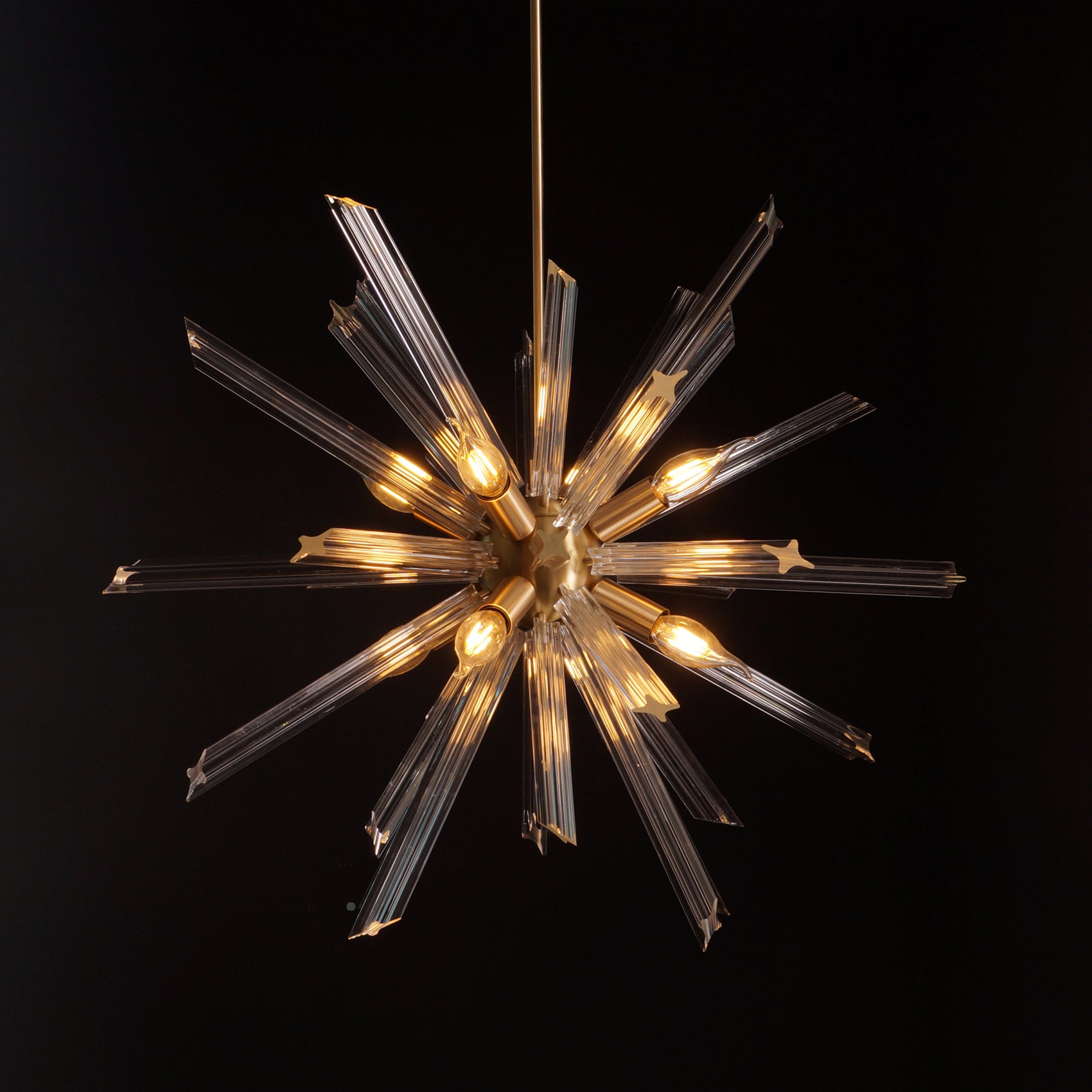 Modernist Murano Glass Triedre Brass Sputnik Chandelier - Doozie Light Studio