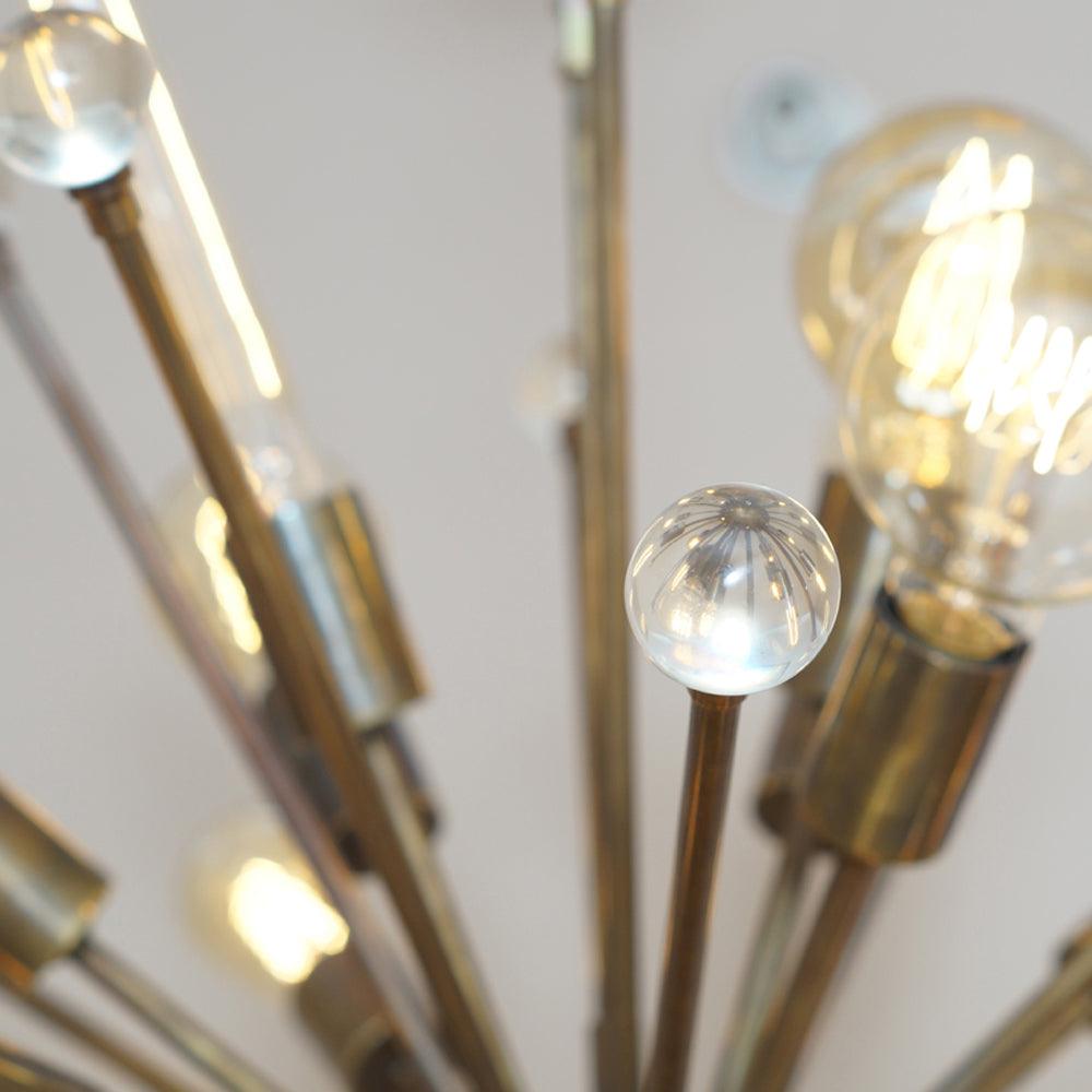 ITALIAN STARBURST BRASS CHANDELIER 34" - Doozie Light Studio