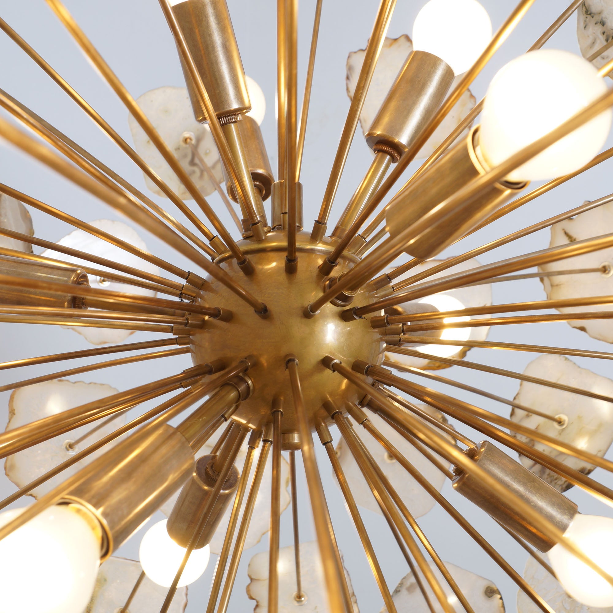 Modern Brass Large Agate Sliced Orb Chandelier - 24"D - Doozie Light Studio