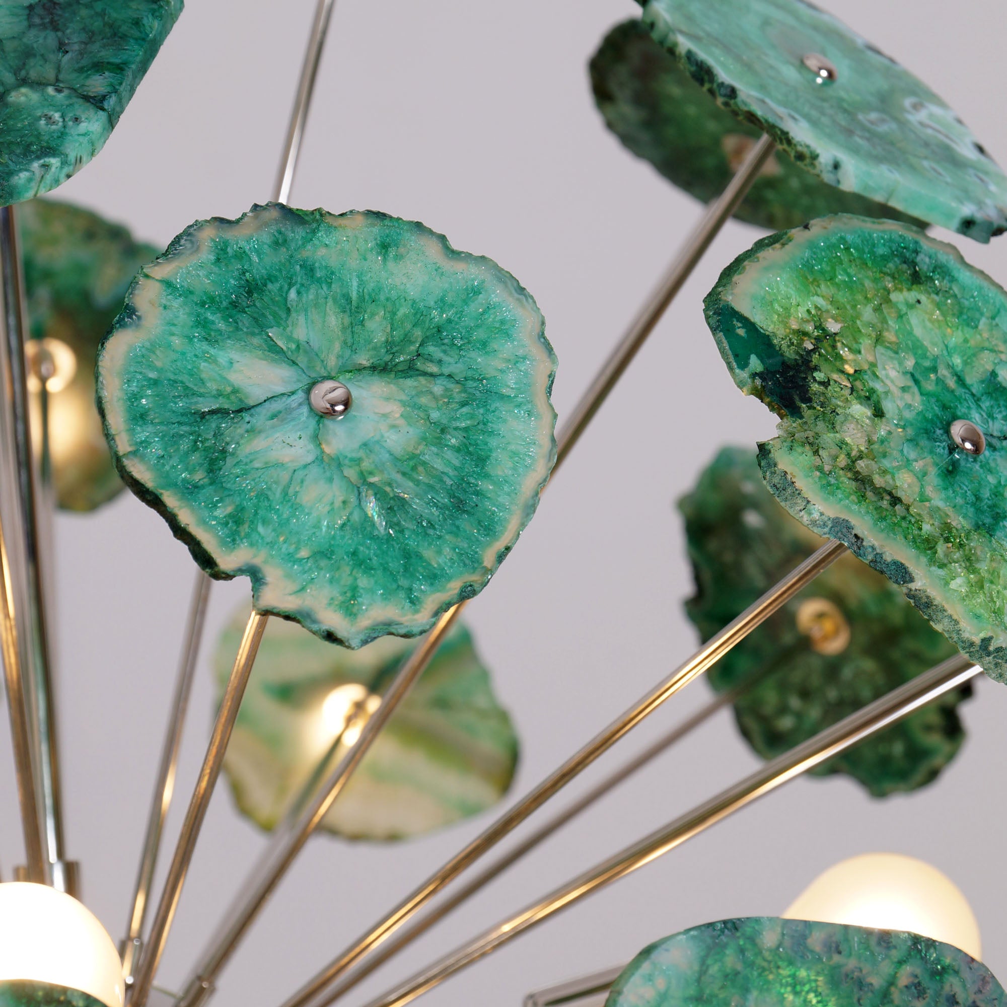 Handcrafted Green Agate Stone Ceiling Light Sputnik Chandelier - Doozie Light Studio
