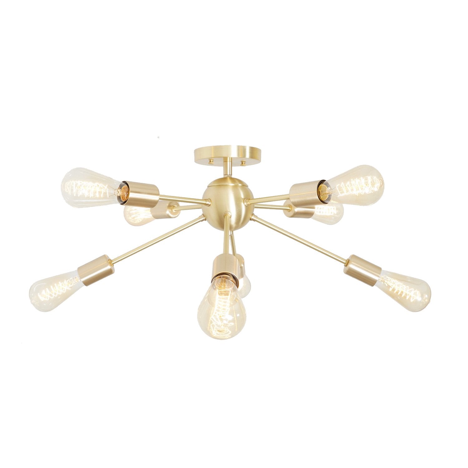 Modern Brass 8 Arm Light Sputnik Flush Mount Chandelier Light Fixture. - Doozie Light Studio
