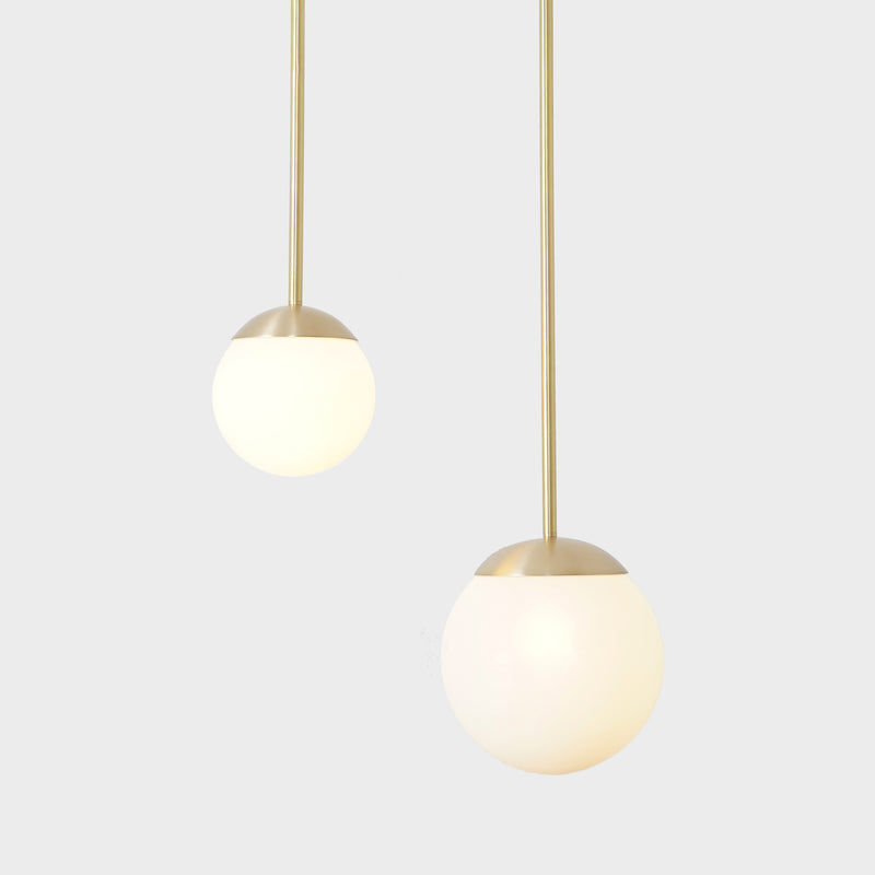 Double Globes Modern Brass Stem Pendant Chandelier Light Fixture
