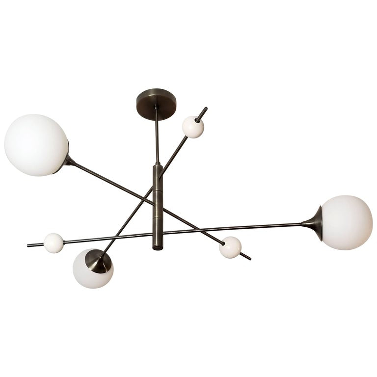 Sculptural Orbital 3-Arm Pendant Globe Chandelier - Doozie Light Studio