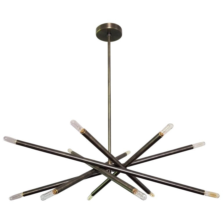 Modern Brass 12 Light Spiral Chandelier 28"D - Doozie Light Studio