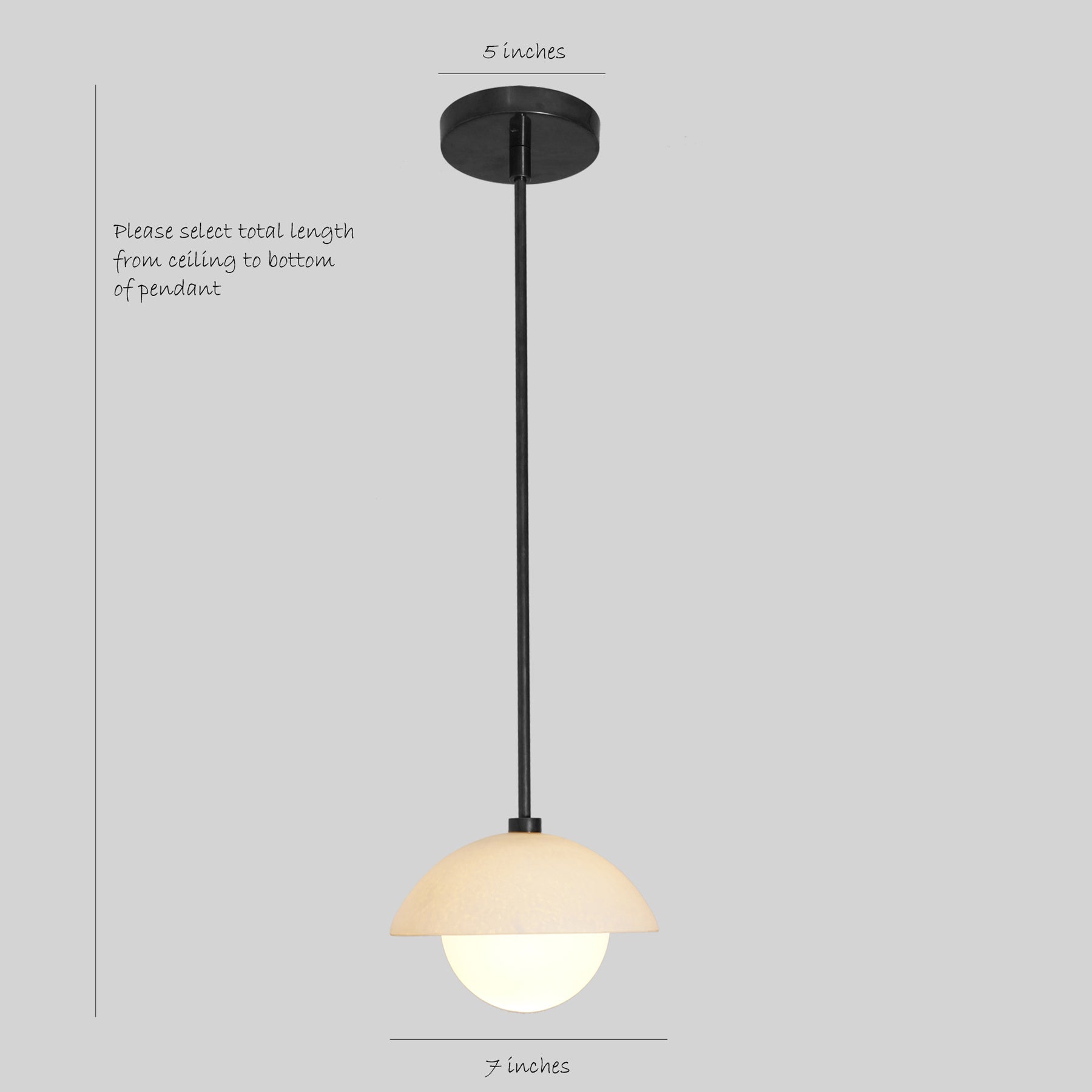Contemporary Glass Dome Arc Globe Pendant 7" - Doozie Light Studio