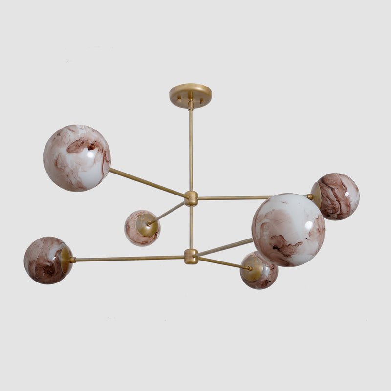 Oxford Patina Brass 3 Arm Moon Glass Globe Chandelier