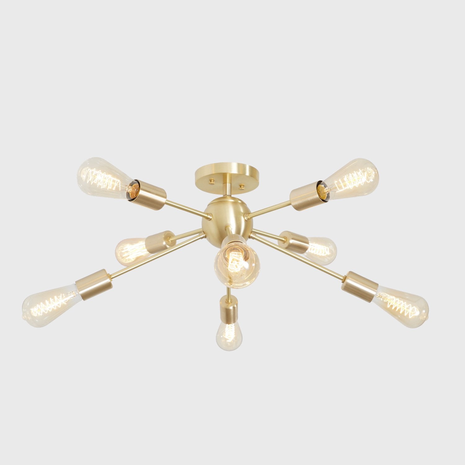Modern Brass 8 Arm Light Sputnik Flush Mount Chandelier Light Fixture. - Doozie Light Studio
