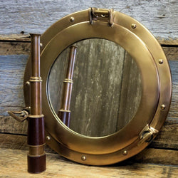 Antiqued Bronze 15 Inch Porthole Mirror - Doozie Light Studio