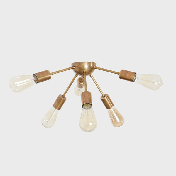 Modern Brass 6 Arm Light Sputnik Flush Mount Chandelier Light Fixture.