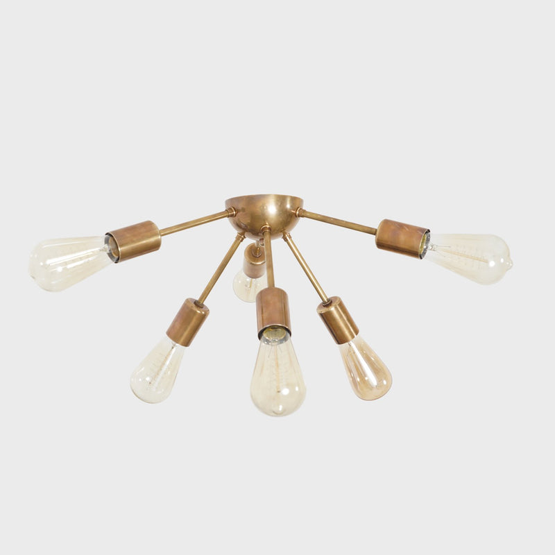 Modern Brass 6 Arm Light Sputnik Flush Mount Chandelier Light Fixture.