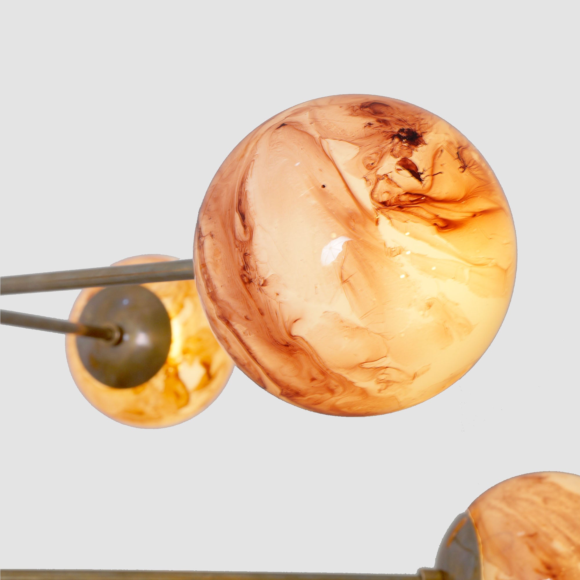 Oxford Patina Brass 3 Arm Moon Glass Globe Chandelier - Doozie Light Studio